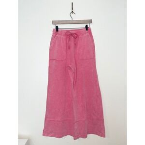 RAE MODE High Rise Wide Leg Lounge Pants Mineral Wash Pink Tie Waist Boutique M